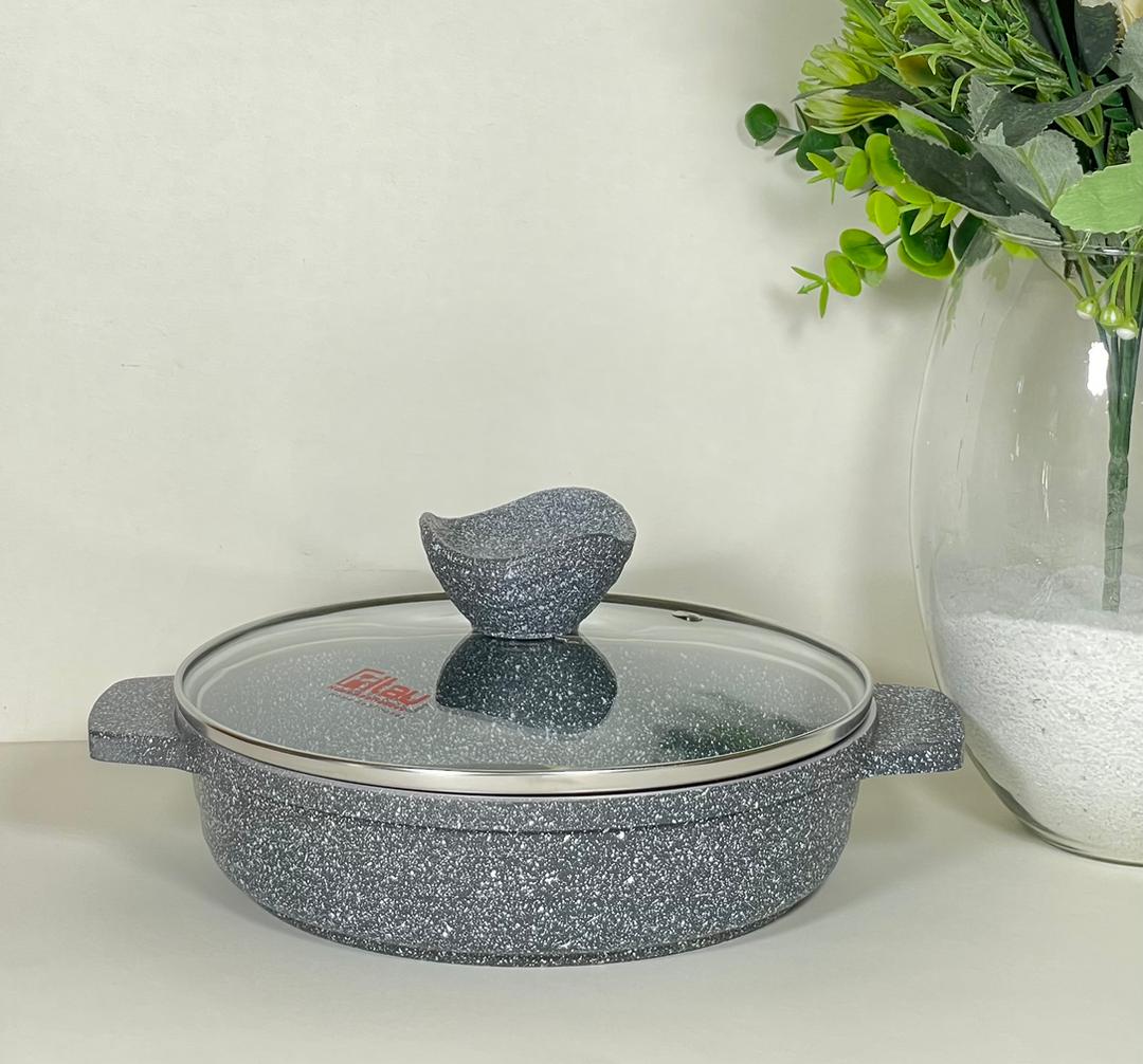 تابه چدنی دو دسته درب دار سایز 24 پیلو مدل Happy